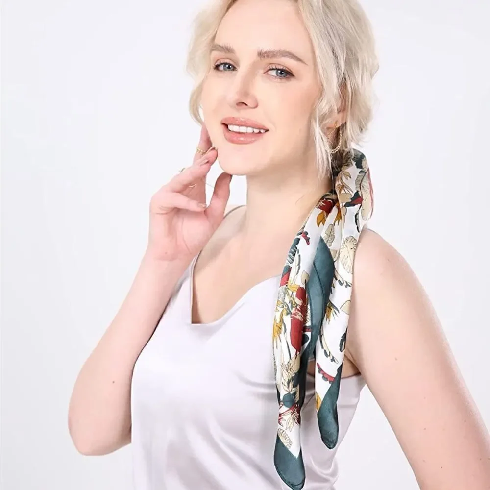 Green Leafy Silky Scarf